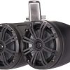 Kicker 45KMTDC65 Marine Tower Speakers with Swivel Clamps & 45KM654L Speakers Charcoal Grills with Black Enclosures