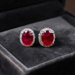 Deep Vivid Red Ruby Stud Earrings