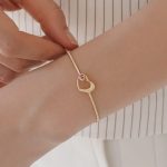 Double Heart Garnet Cuff Bracelet