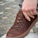 All Brown Leather Sneakers with Honey Brown real Rubber Margom sole, Handmade tennis shoes