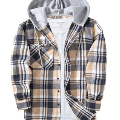 Plaid Hooded Shirt Jacket