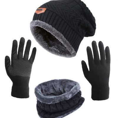 Winter Beanie Scarf and Gloves Set