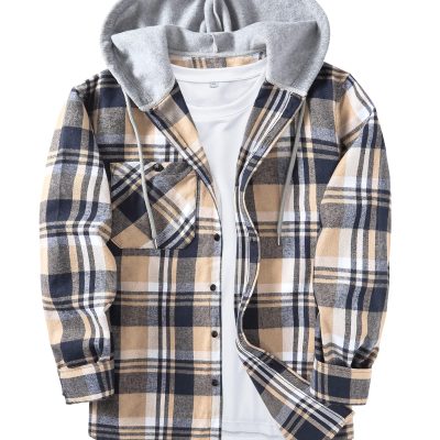 Plaid Hooded Shirt Jacket