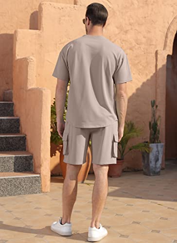 Drop Shoulder Cargo Shorts Set