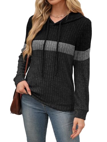 Ribbed Knit Hoodie Sweater