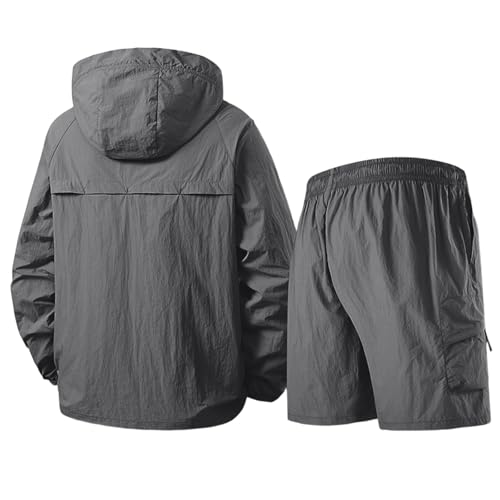 Hooded Windbreaker and Cargo Shorts Set