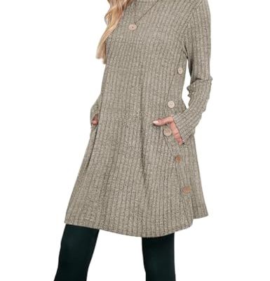 Ribbed Sweater Dress with Pockets
