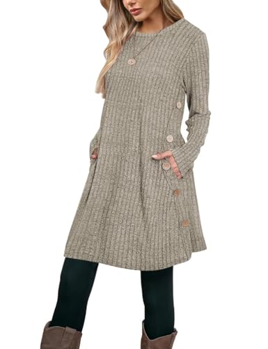Ribbed Sweater Dress with Pockets
