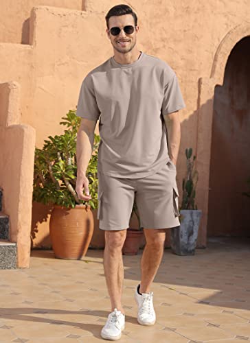Drop Shoulder Cargo Shorts Set