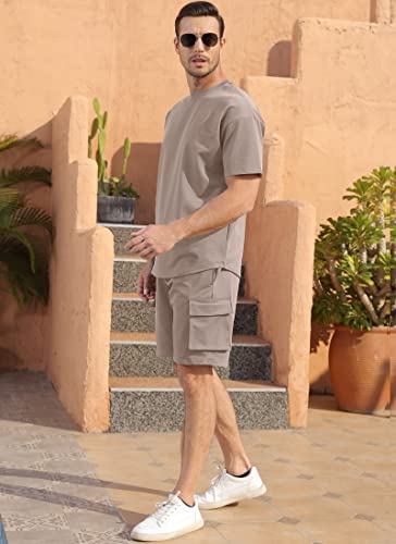 Drop Shoulder Cargo Shorts Set