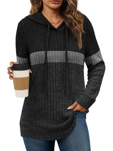 Ribbed Knit Hoodie Sweater