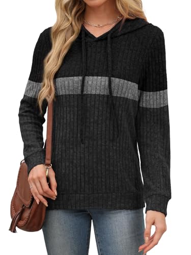 Ribbed Knit Hoodie Sweater