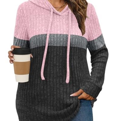 Ribbed Knit Pullover Hoodie