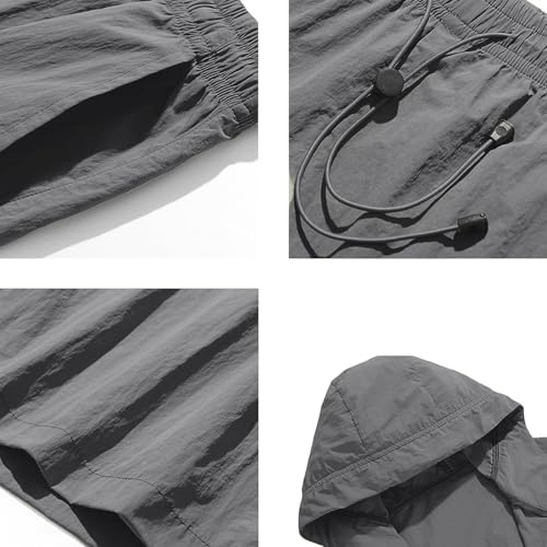 Hooded Windbreaker and Cargo Shorts Set