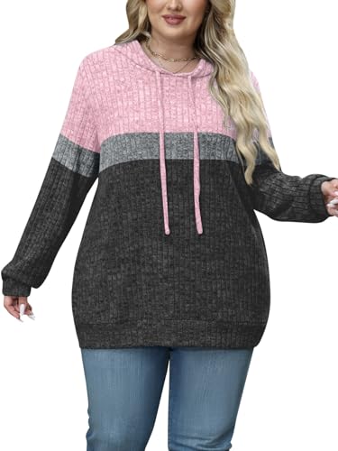 Ribbed Knit Pullover Hoodie