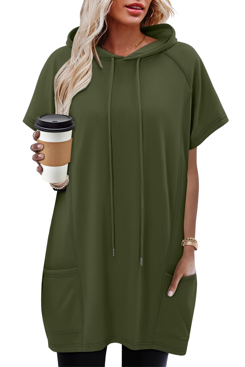 Short Sleeve Hoodie Tunic