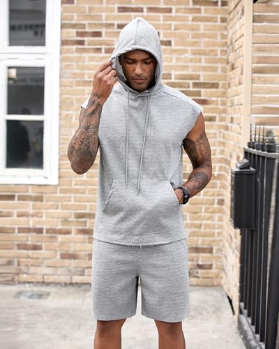 Sleeveless Gym Hoodie Set