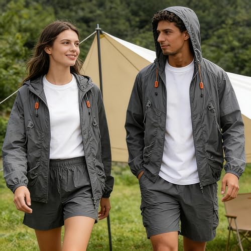 Hooded Windbreaker and Cargo Shorts Set