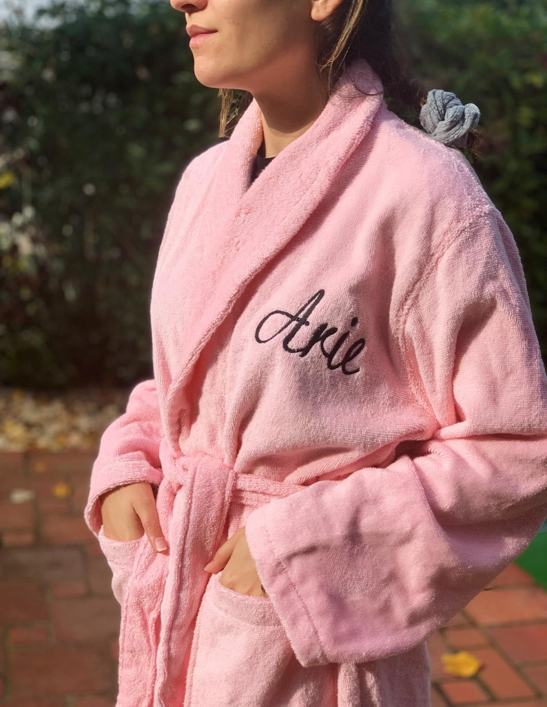 Personalized Terry Bathrobe: Custom Embroidered Turkish Cotton Robe