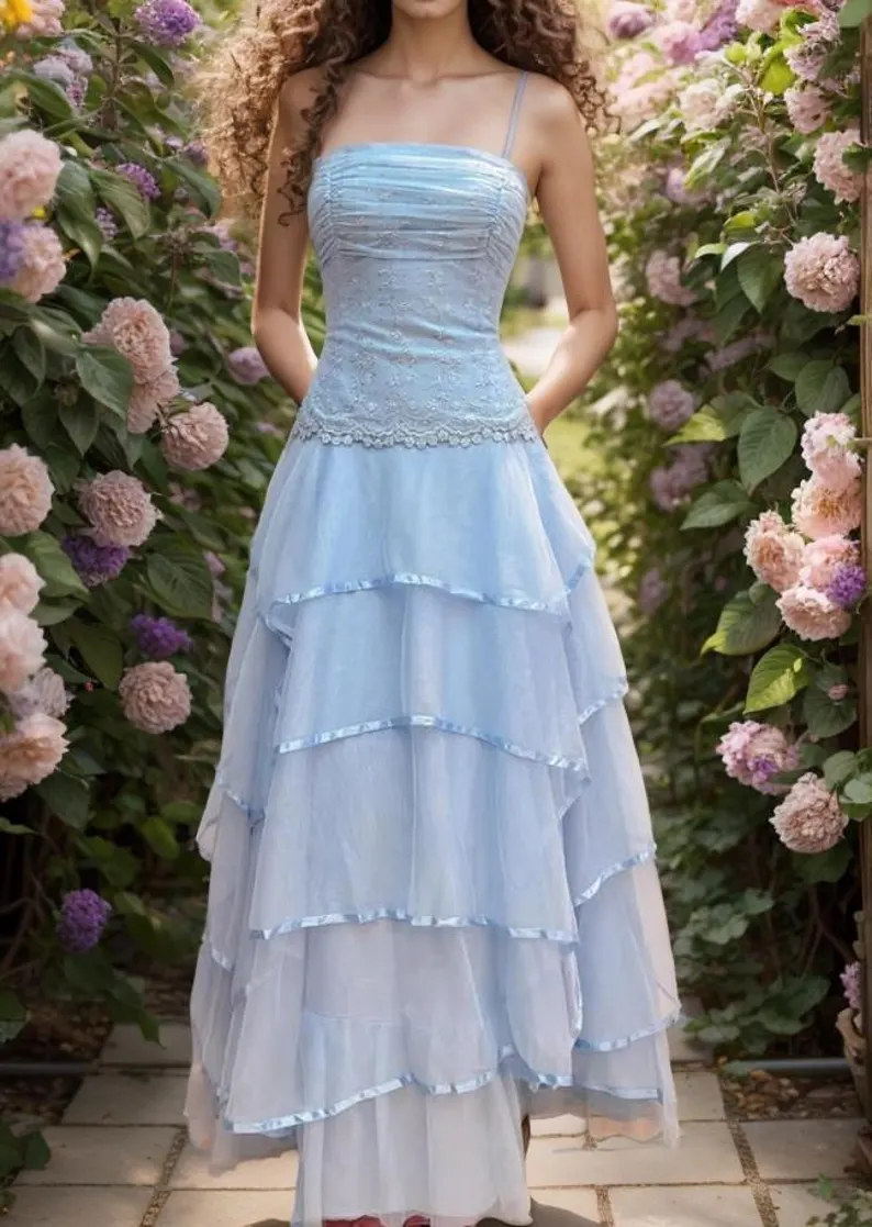 Vintage 90S Ice Blue Princess Dress